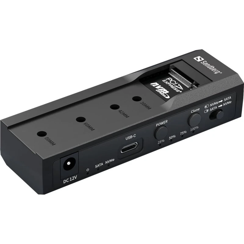 Sandberg USB 3.2 Cloner & Dock M2+NVMe+SATA, Sort