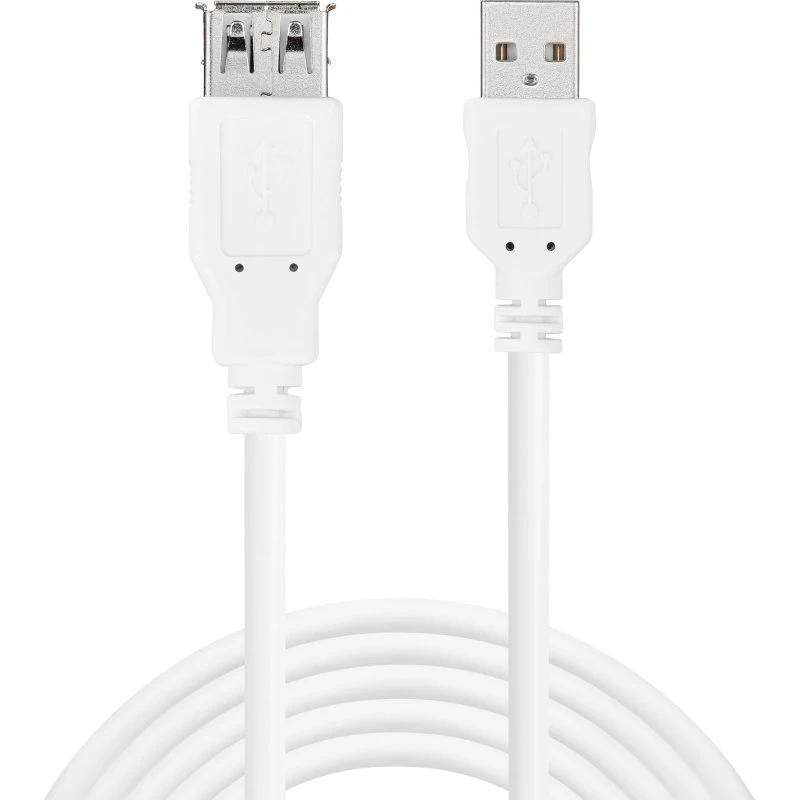 Sandberg USB-A Hane til USB-A Hun 1,8m Hvid
