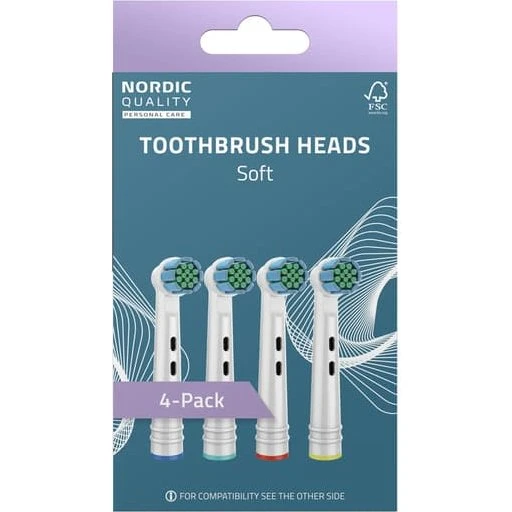 Nordic Quality Tandbørstehoved Blød 4-pak til Oral-B