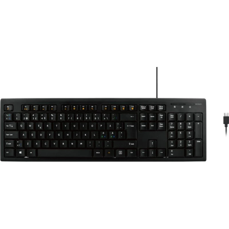 Deltaco TB-626-C Fullsize Tastatur, Nordisk, USB-C, Sort