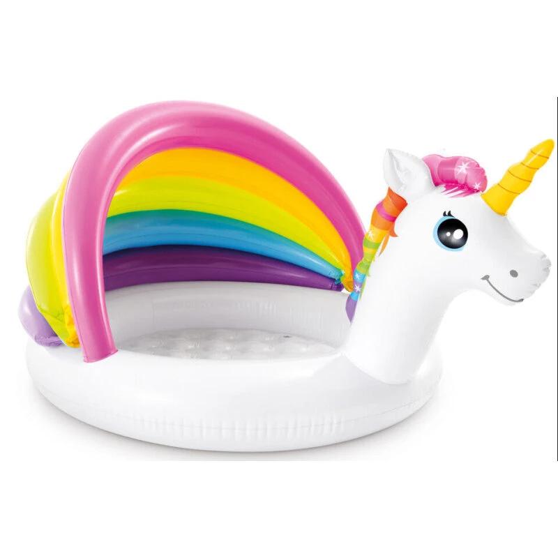 Intex Unicorn babypool 127x102 cm med solskærm