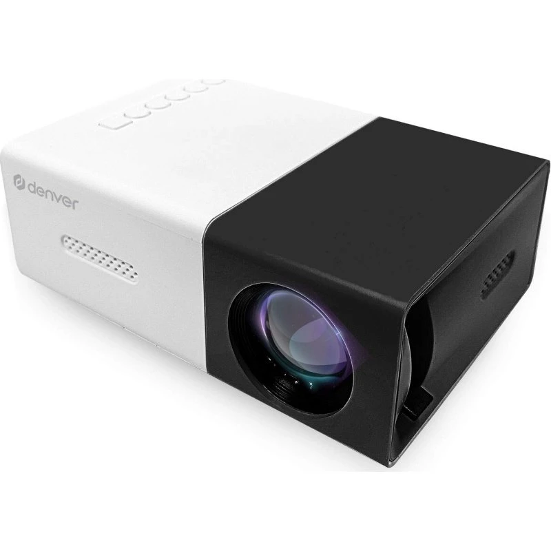 Denver PR-800B Mini Projektor, 1920x1080, USB-C, HDMI, MicroSD, Sort/Hvid