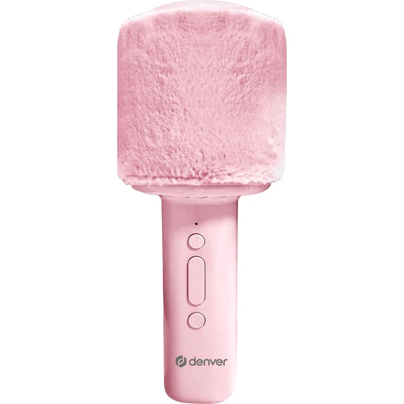 Denver KMS-30RO Bluetooth Karaoke Mikrofon med Fluffy Top - Lyserød