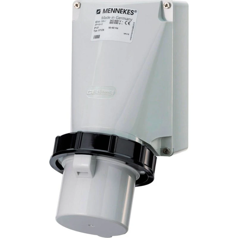 Mennekes CEE 5-poles 63A 690V IP67 indtag, sort