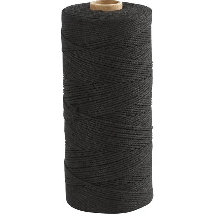 Knyttegarn, 315 m, 1 mm, 12/12, sort, 220 g
