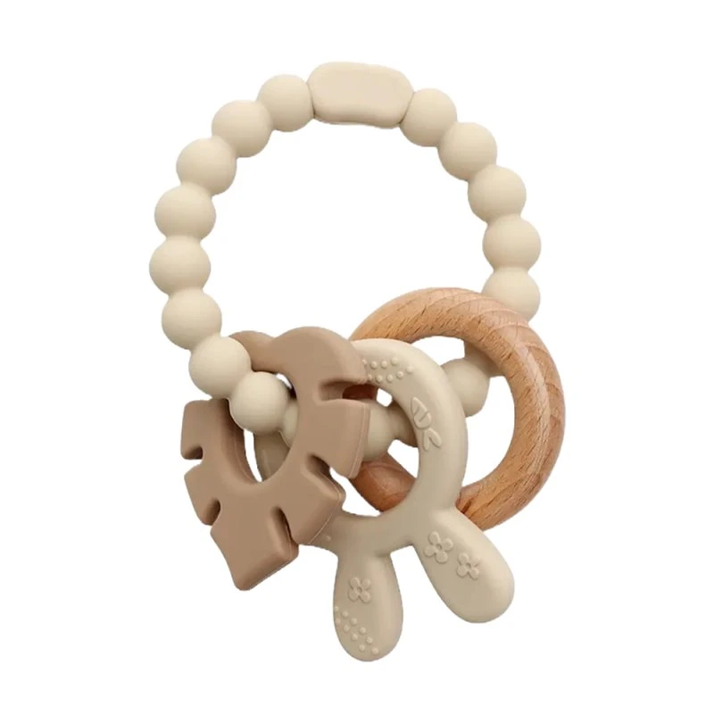 Magni Biderangle i Silikone med Blad og Kaninøre, Beige