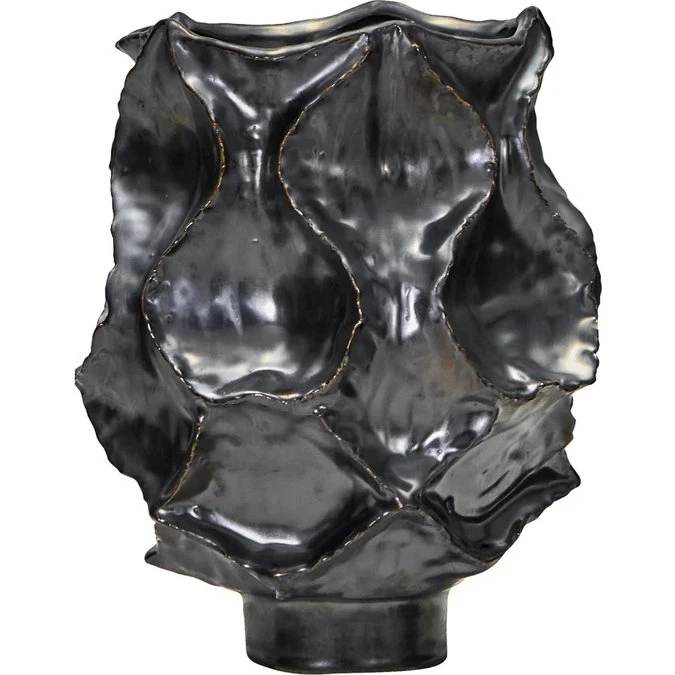 House Doctor Waves vase 25 cm grå sten antik metallisk