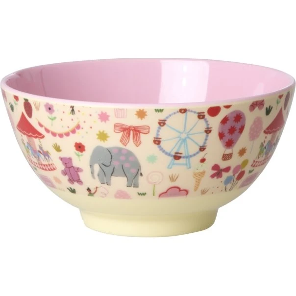 RICE Melaminskål med Fun Fair Print - Pink - Medium