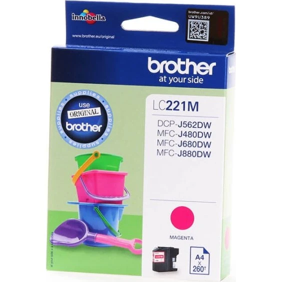 Brother LC-221M Magenta Blækpatron, 260 sider