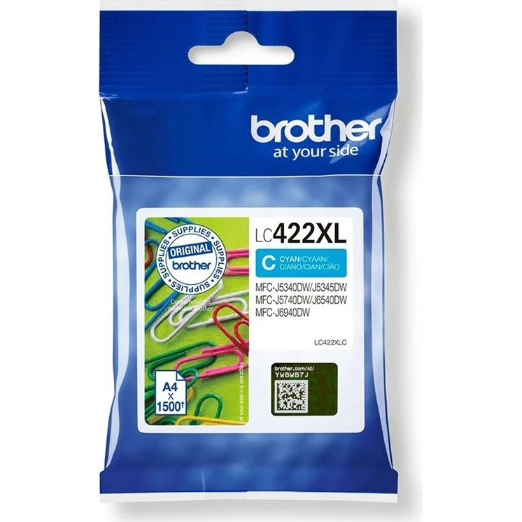 Brother LC422XLC Cyan Højkapacitet, 1500 sider