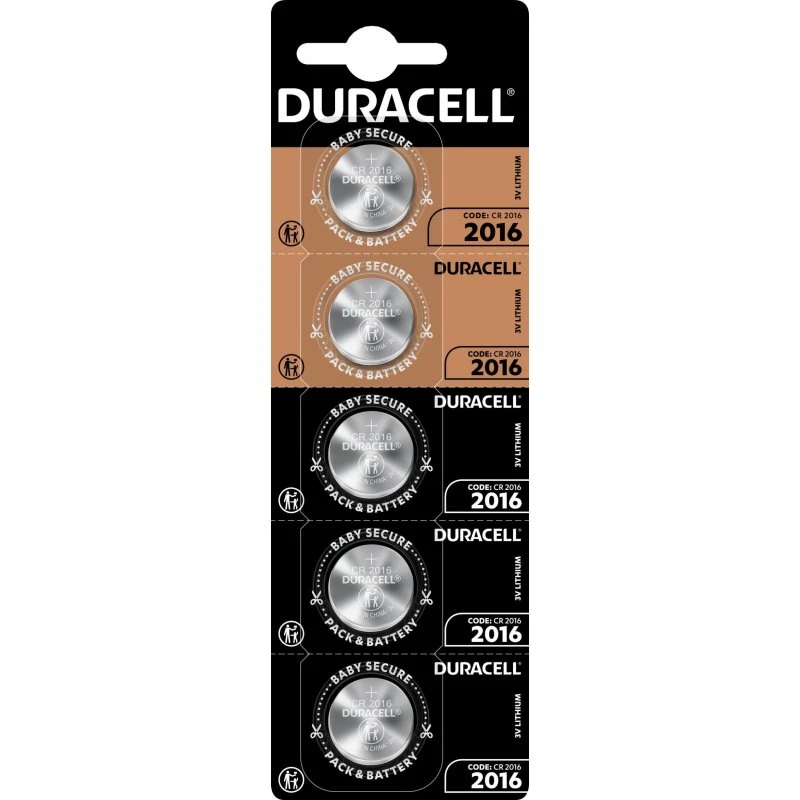 Duracell Lithium CR2016 3V 5 stk. Knapcellebatterier