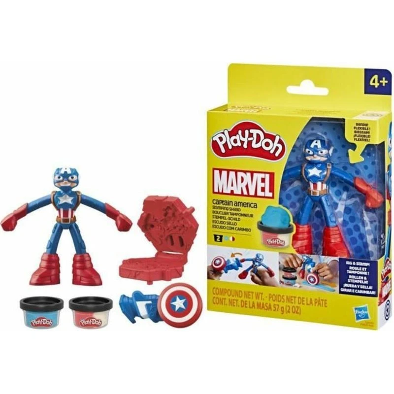 Play-Doh Marvel Captain America Stamping Shield, 10 cm bøjelig figur