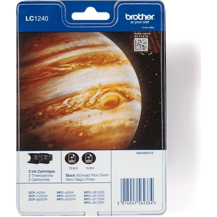 Brother LC1240BKBP2 2-Pack Sort Ink, Original