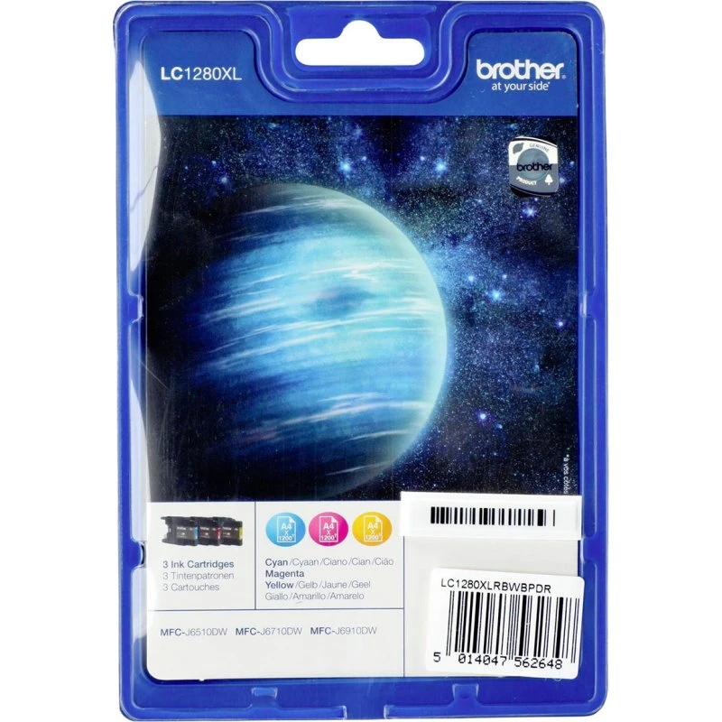 Brother LC1280XLRBW Valuepack (CMY) - Blækpatron Cyan