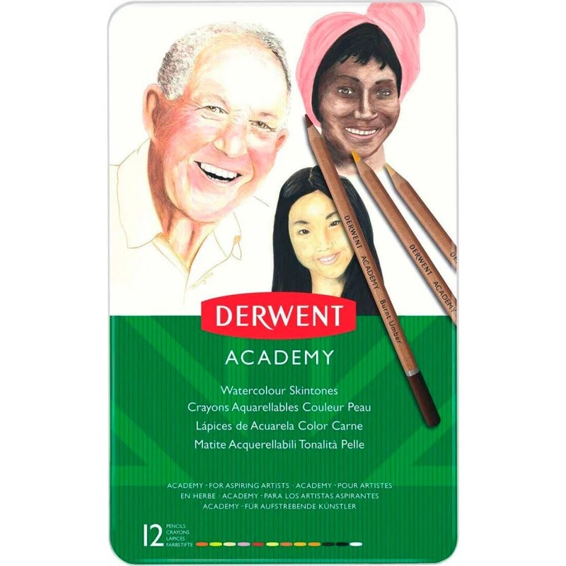 Derwent Academy Skintones Akvarelblyanter 12 stk.
