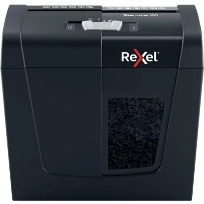 Rexel Secure X6 P4 Krydsmakulator, 6 ark, sort