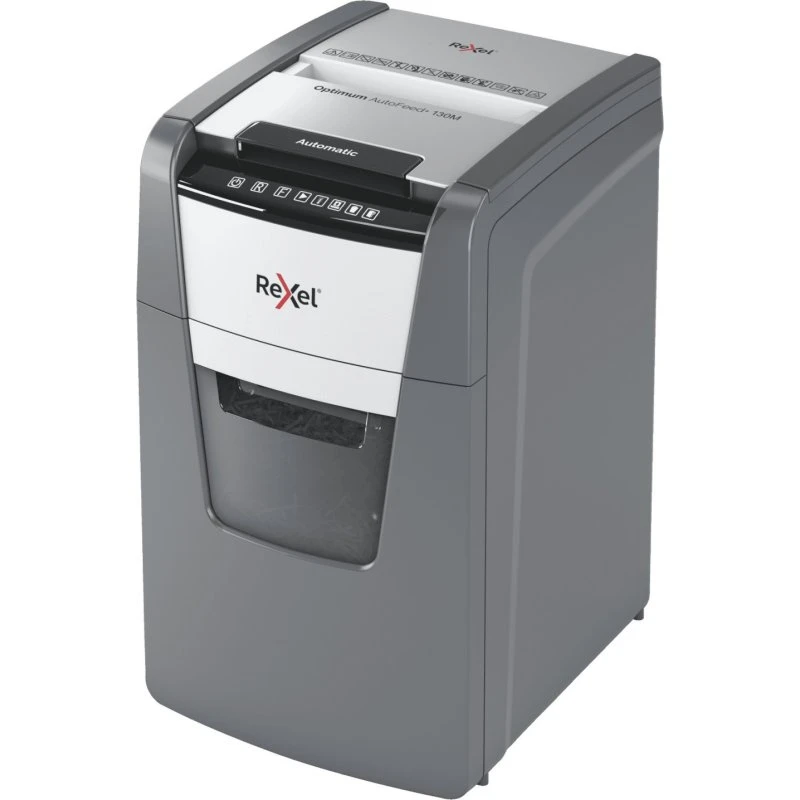 Rexel Optimum AutoFeed+ 130M Mikro-cut 2x15 mm, Sort/Grå