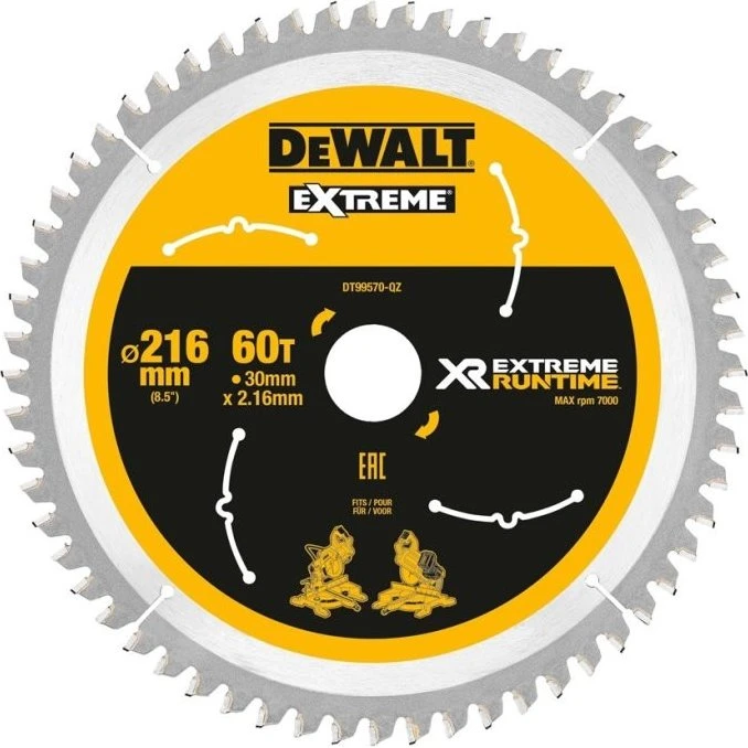 DeWalt Rundsavklinge 216 mm, 60T til Akkusav