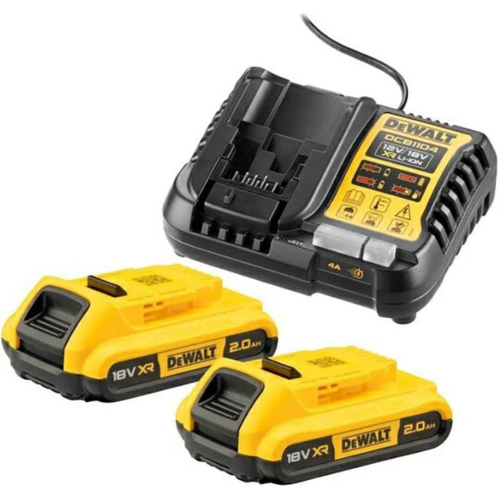 DeWalt DCB1104D2 18V 2Ah Batteri og Oplader Sæt