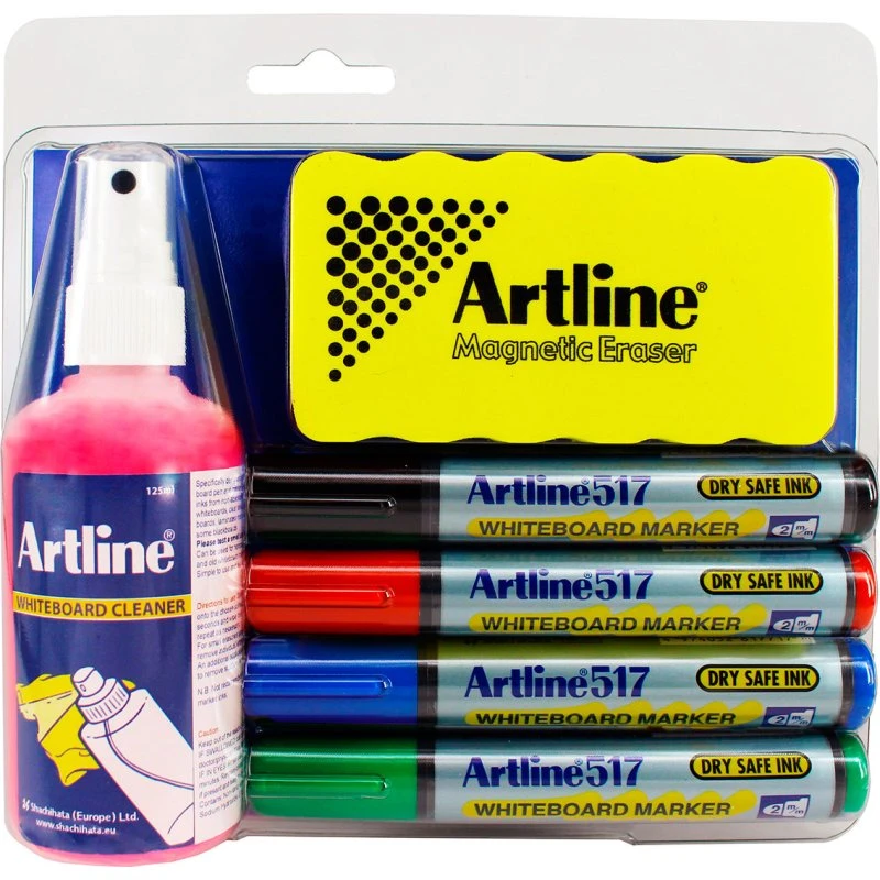 Artline EK517 Cleaning Kit – 4 skriver, 1 renser, 25 ml rengøringsvæske