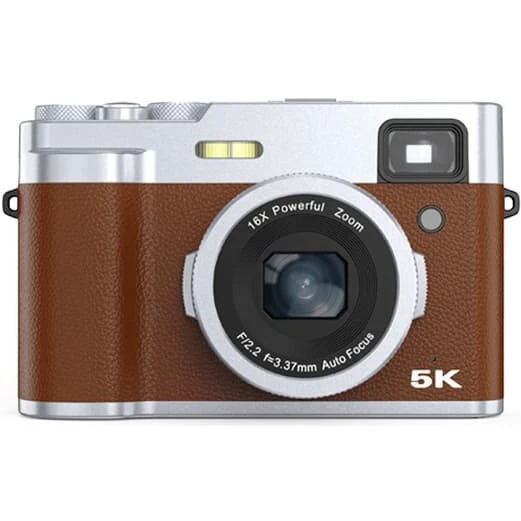 INF 5K digitalkamera med front- og bagkamera, brun