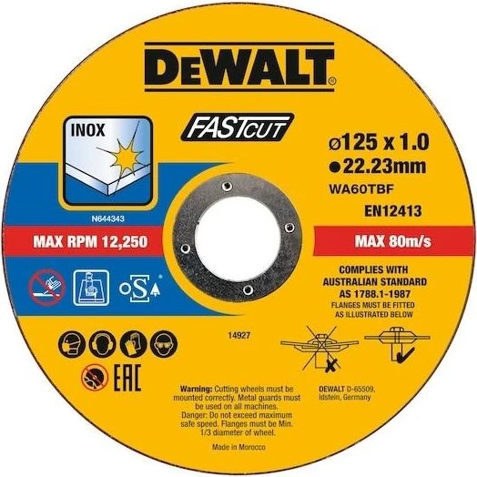 DeWALT FASTCUT Slibeskive 125x1,0 mm 22,23 mm (100 stk)