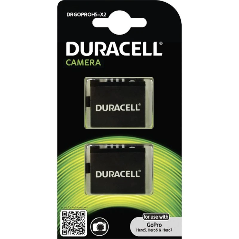 Duracell Li-Ion 3,8V Batteri til GoPro Hero 5/6/7 (1250mAh) – 2 stk.