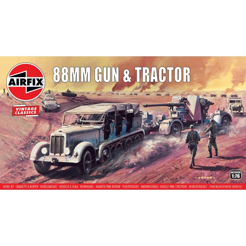Airfix Vintage Classic 88mm Flak Gun & Tractor 1:76 Modelbyggesæt