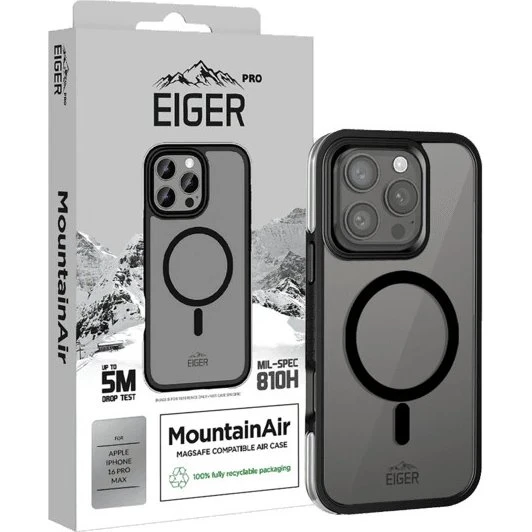 Eiger MountainAir Cover til iPhone 16 Max, Sort, Transparent