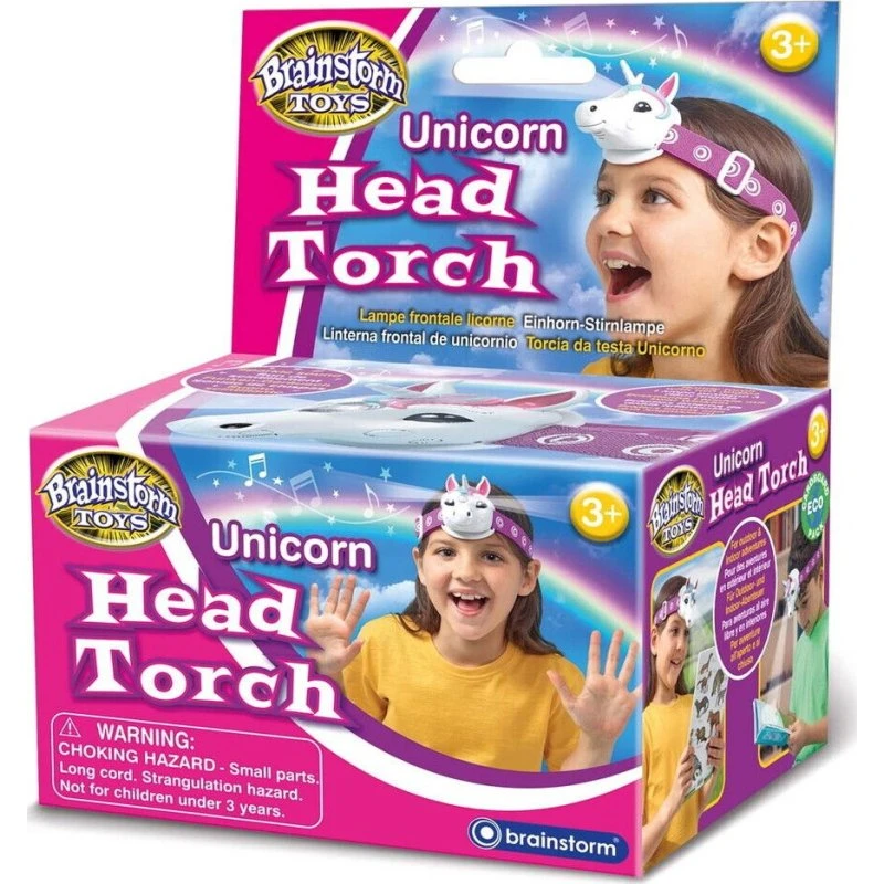 Brainstorm Unicorn Head Torch – Pandelampe med lys og lyd