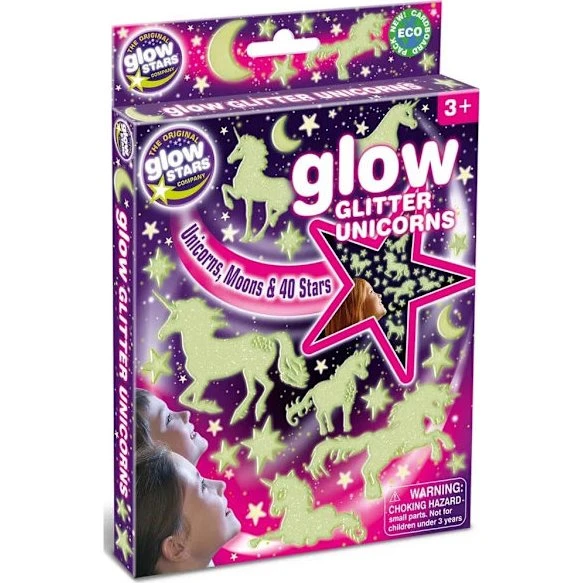Brainstorm Glow Glitter Unicorns – 49 lysende dekorationer