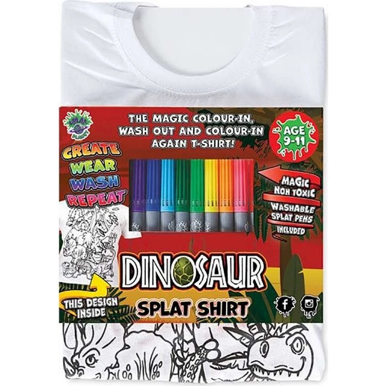 Splat Planet Dinosaurus T-shirt med 10 Tuscher – 5-6 år