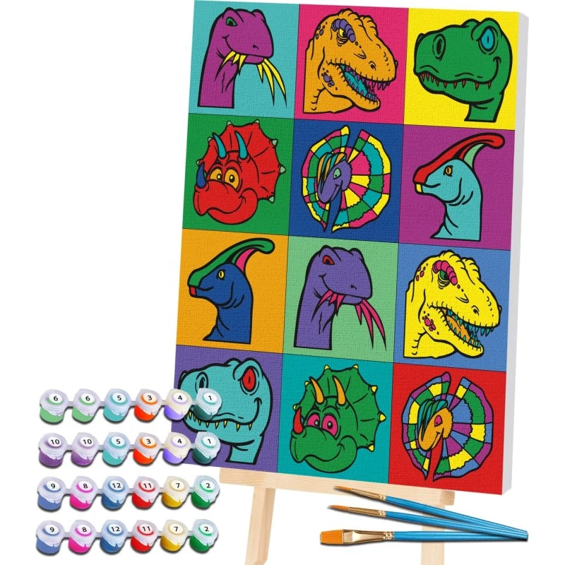 Splat Planet Mal Efter Tal - Lærred Dinosaurus 40x30 cm