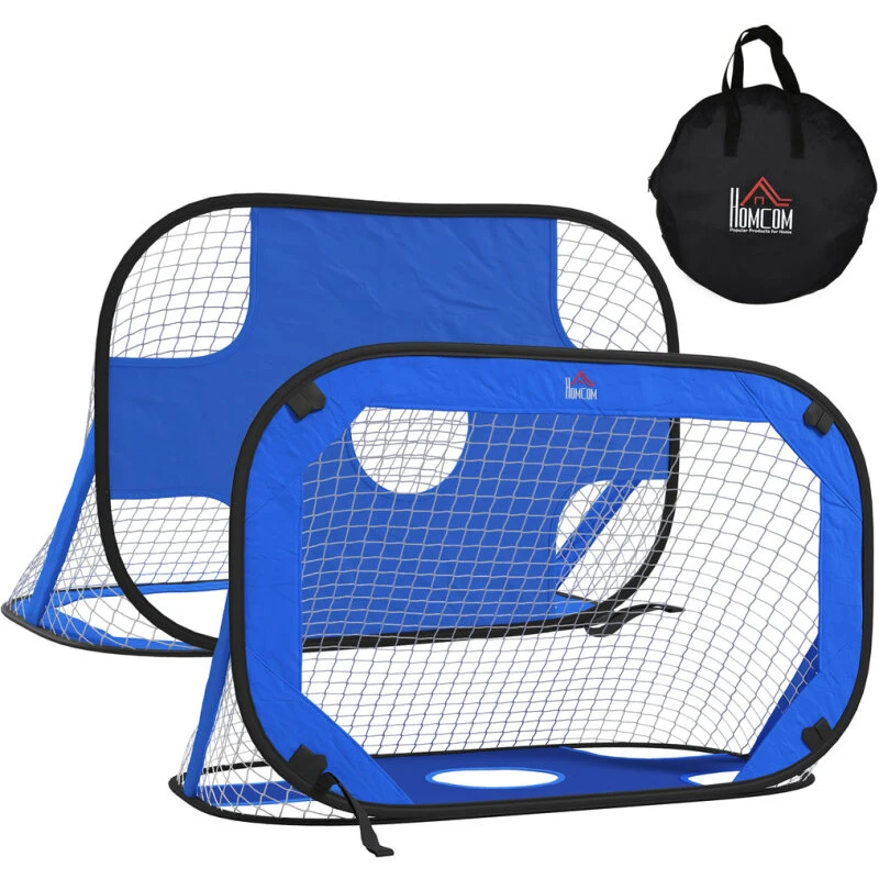 Pop Up Fodboldmål 2-pak, bærbart pop-up net, blå 123×80×80 cm