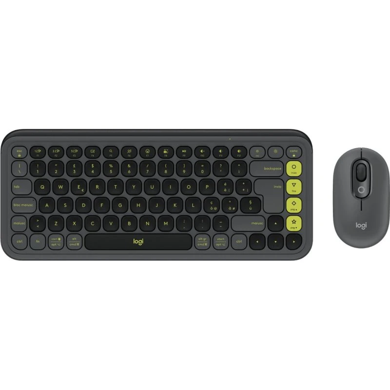 Logitech POP Icon Combo Sæt, trådløs, Italiensk, grøn/grå