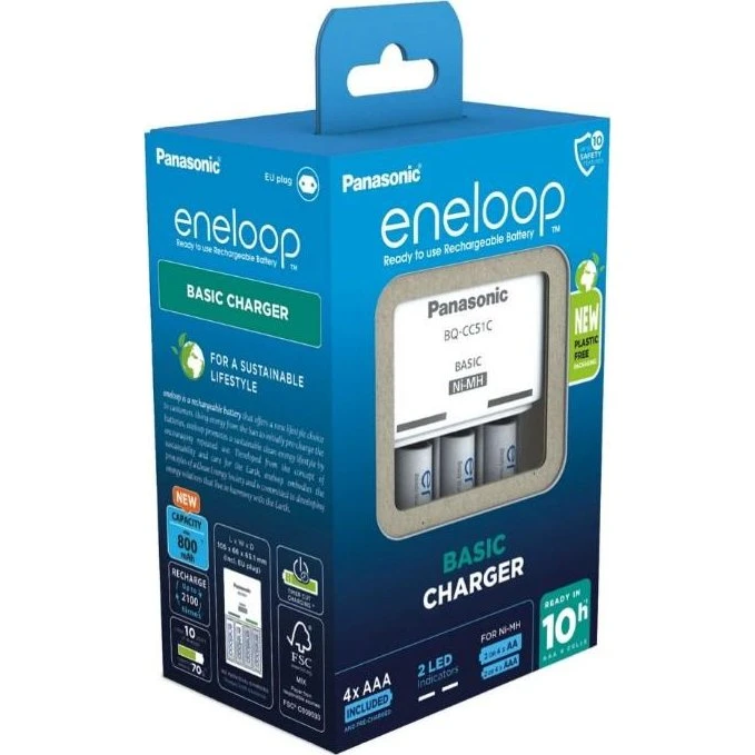 Panasonic Eneloop Basic BQ-CC51 + 4x AAA 800 mAh