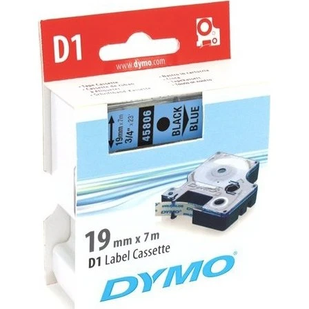 DYMO D1 19mm Sort på Blå Etiket, 7m
