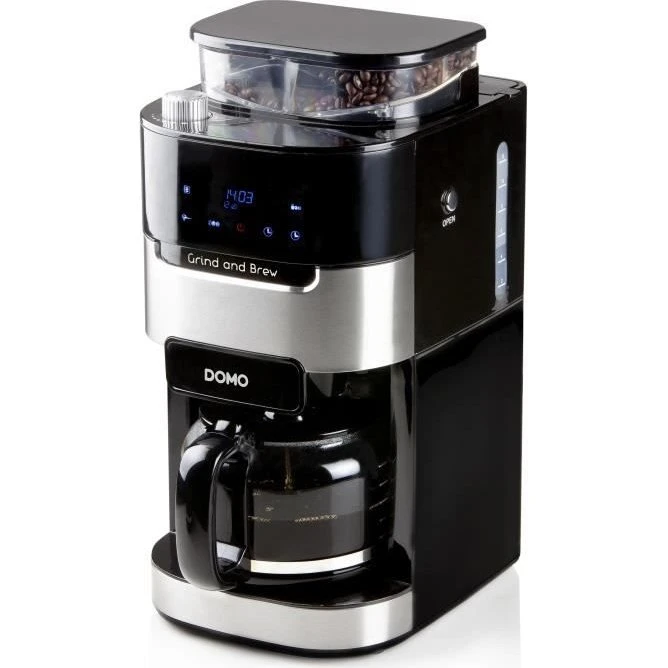 DOMO DO721K Kaffekværn & Filterkaffemaskine, 1,5 L, Sort
