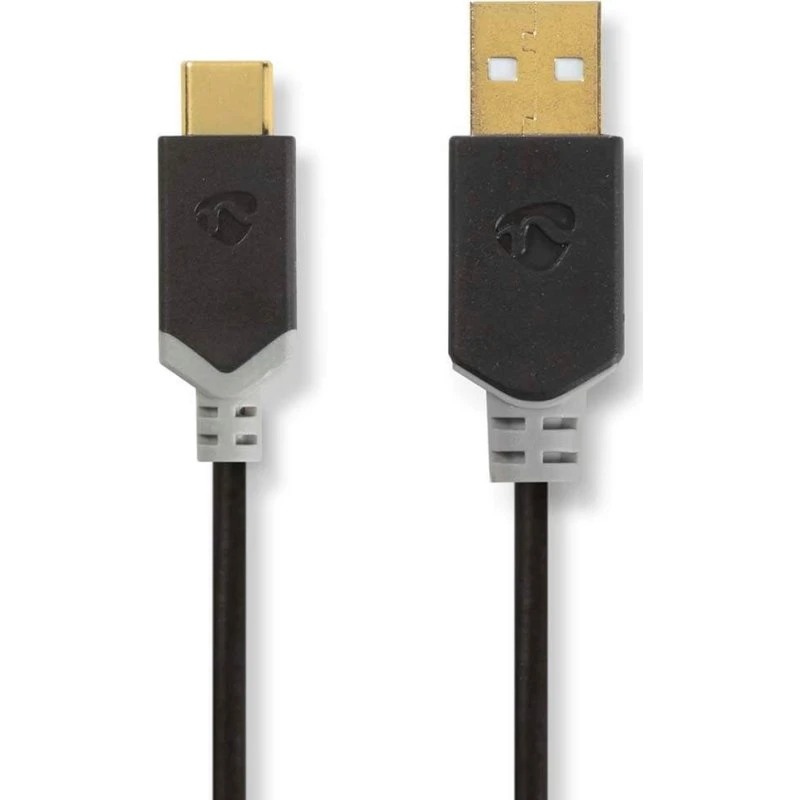 Nedis USB-C kabel 1 m, USB-A til USB-C, antracit