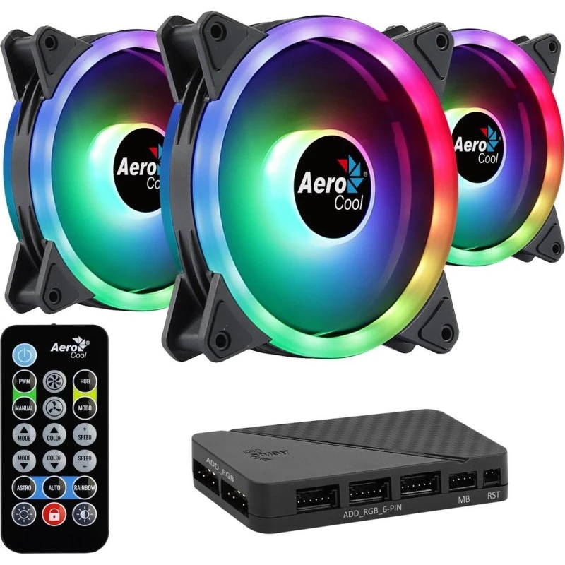 Aerocool DUO12PRO 120 mm ARGB 3-pak, sort