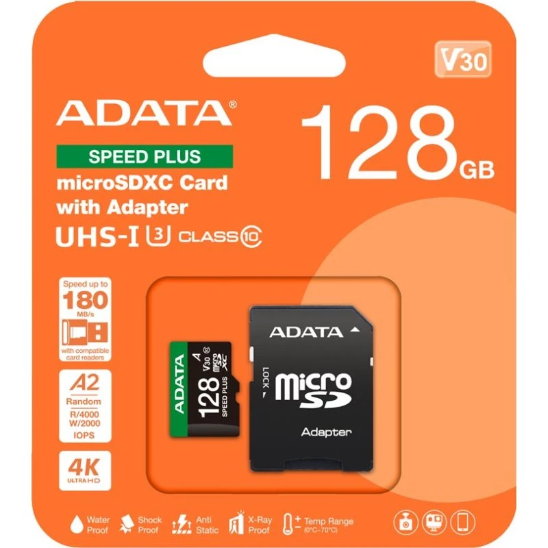 ADATA SPEED PLUS 128GB MicroSD 180MB/s U3 V30