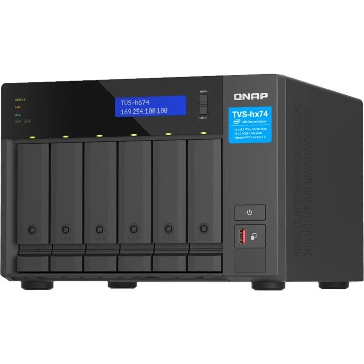 QNAP TVS-H674 NAS-Server med 32 GB RAM og 2.5GbE