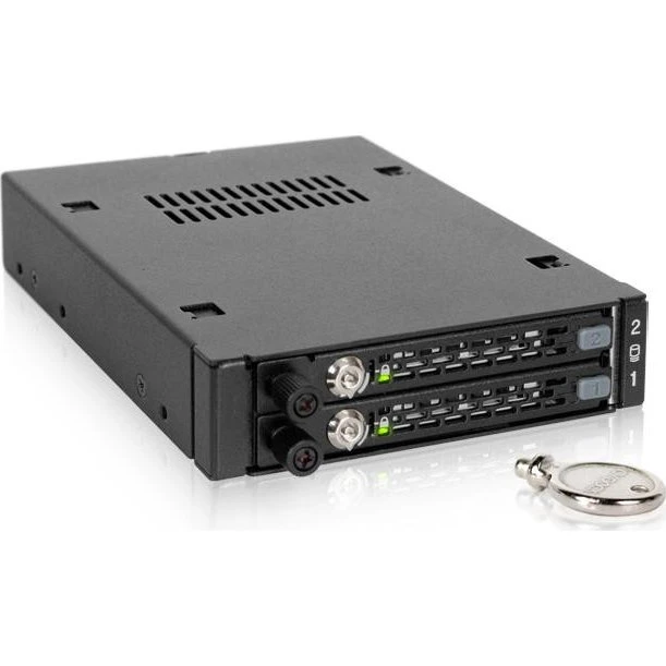 ICY Dock ToughArmor EX MB492SKL-B Dual Bay 2.5" SATA Metal Harddisk Dock - Sort