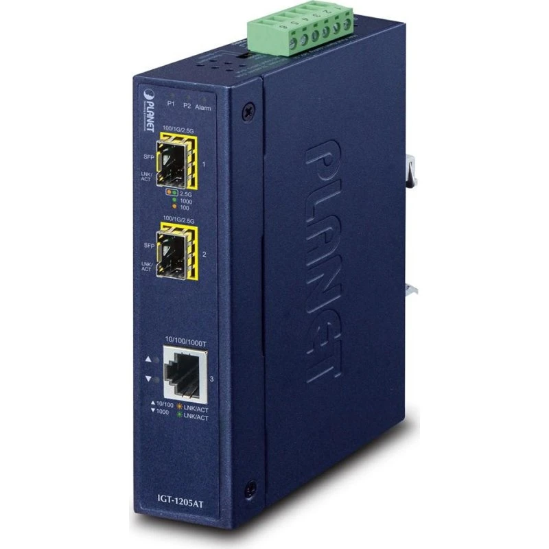 Planet IGT-1205AT Gigabit Mediekonverter 2x SFP + 1x RJ45, Blå