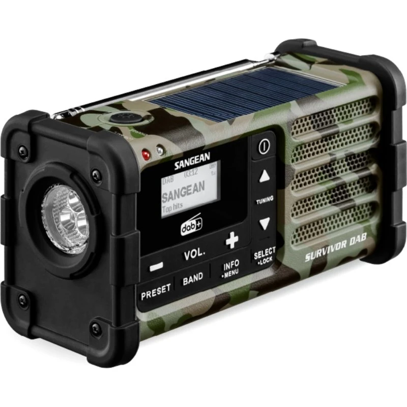 Sangean MMR-88 Nødradio med Håndsving og Solcelle, Camouflage