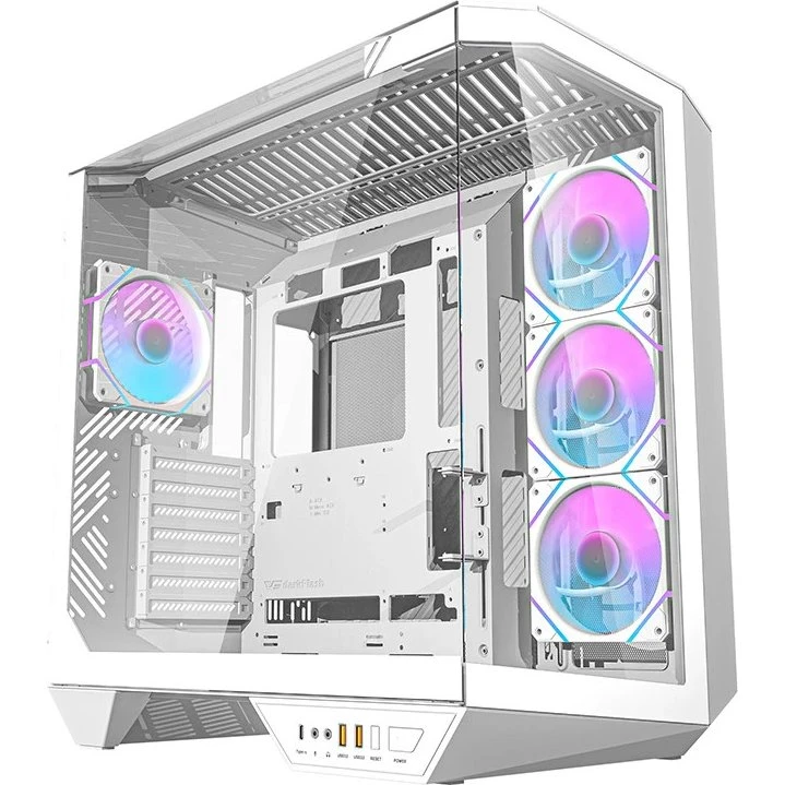 DarkFlash DY470 Miditower Kabinet - Hvid, 4x ARGB-blæsere