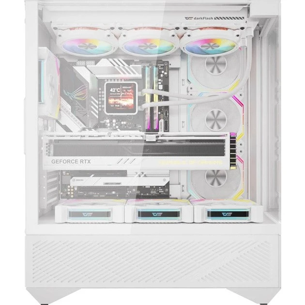Darkflash DY460 WS ATX Kabinet - Hvid, inkl. 4 ARGB Fans