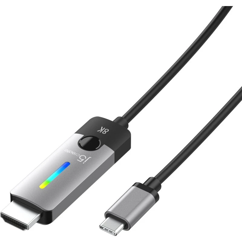 J5create USB-C til HDMI 2.1 1,8 m, 8K60 Hz, rumgrå/sort