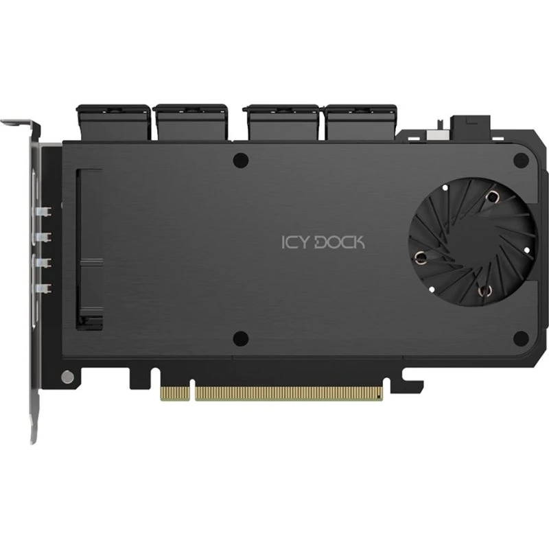 ICY DOCK MB204MP-B 4x M.2 NVMe SSD PCIe 5.0 x16 Sort