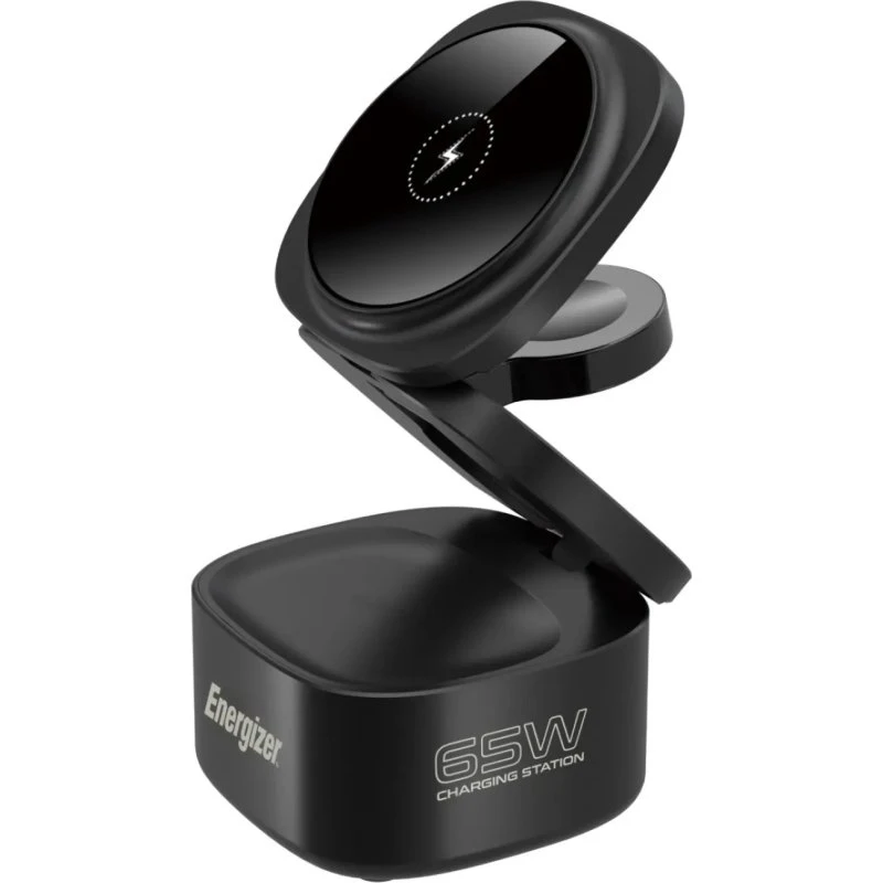 Energizer 3-in-1 Trådløs Opladningsstation 65W USB-C PD, Sort